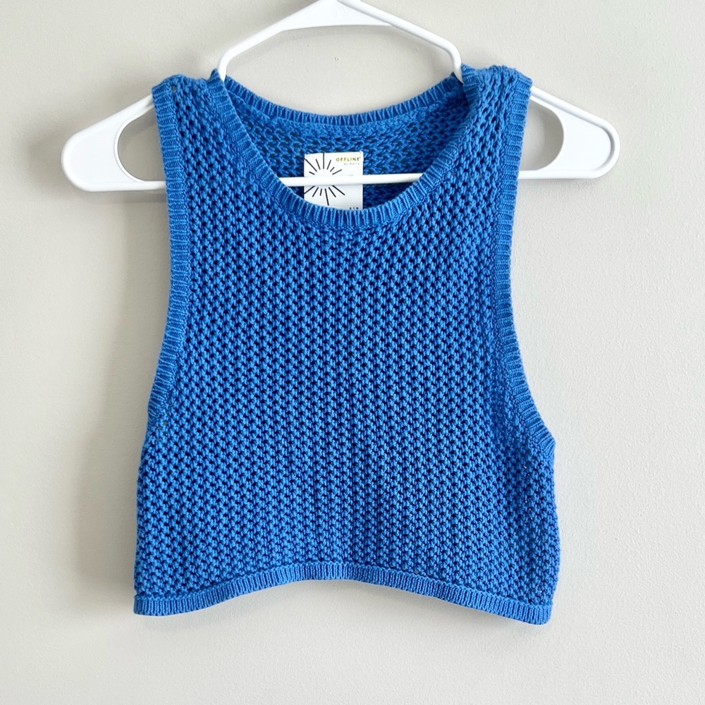 Aerie Offline Crochet Knit Sweater Tank